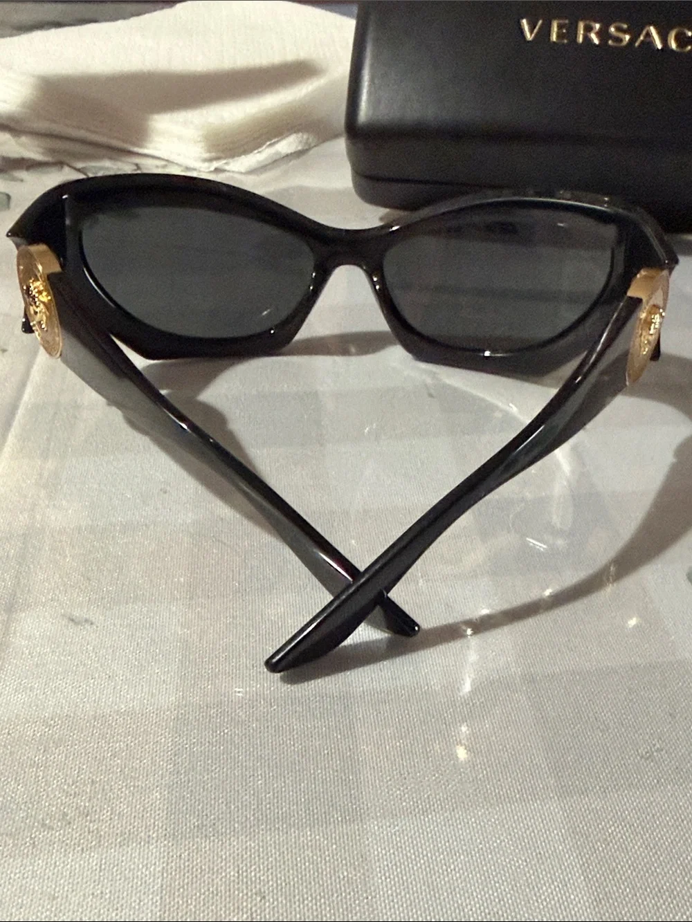 Versace Women's Black Oversized Cat-Eye Sunglasses